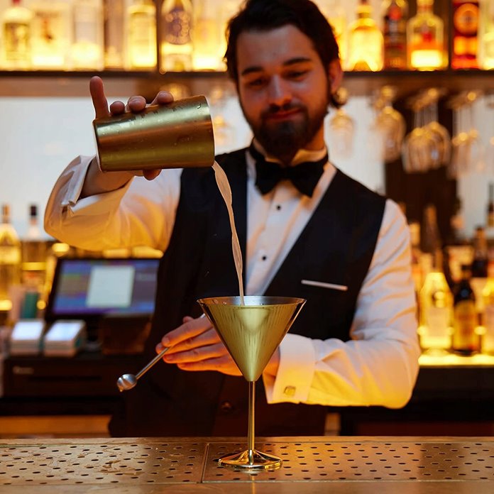 Kieliszki do martini stalowe złote 4 sztuki