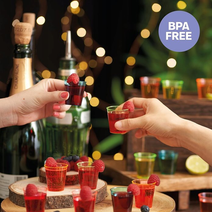 Kieliszki do wódki RÓŻOWE i NiEBIESKIE 20 sztuk