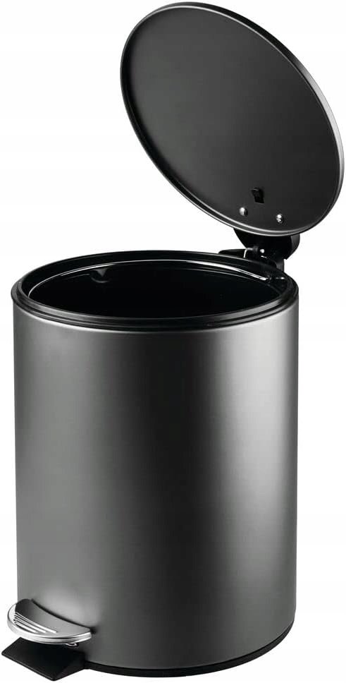 Okrągły kosz na śmieci z pedałem i pokrywką 5L mDesign 26x26 cm czarny