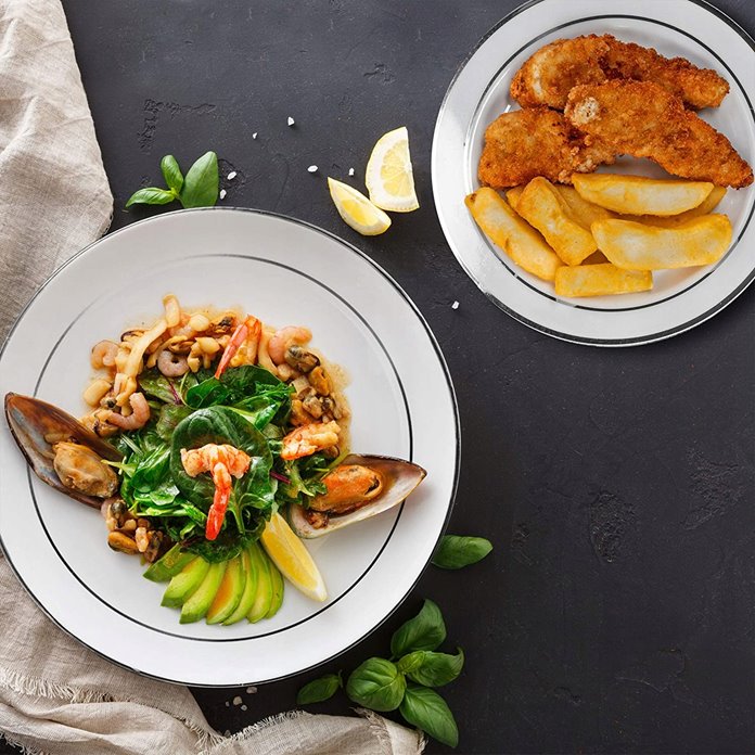 Talerze wielokrotnego użycia srebrne 10 sztuk 26cm