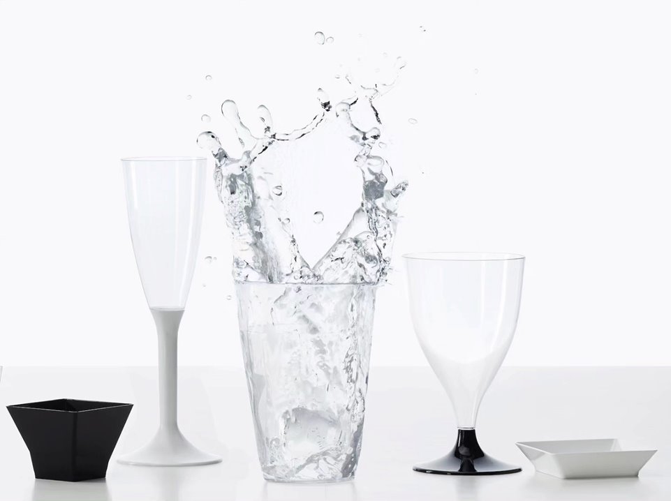 Kieliszki PS do szampana wielorazowe czarne 10 szt