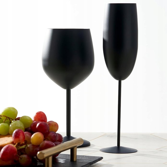Stalowe kieliszki do szampana czarne 2 sztuki