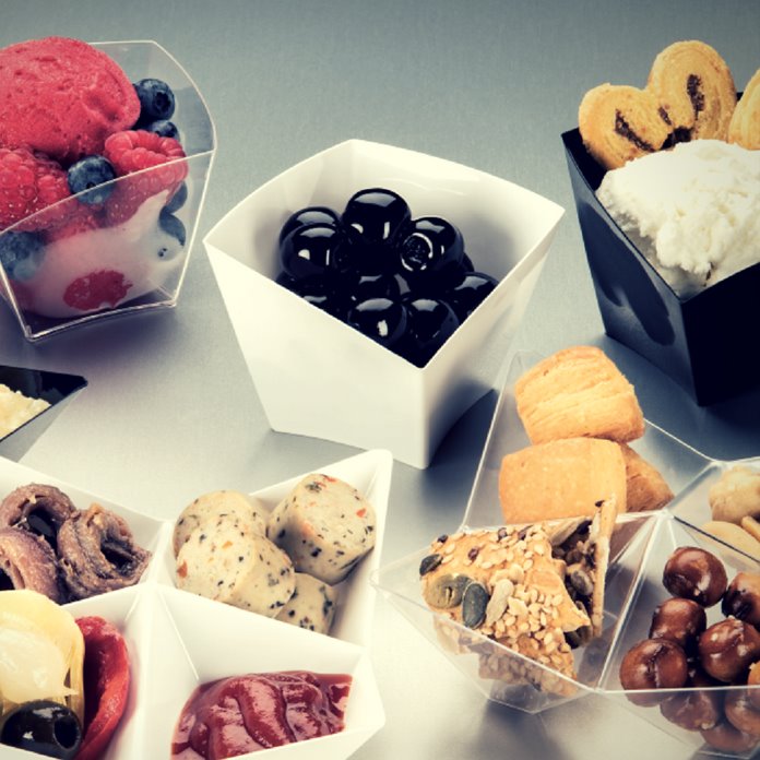 Twist 90 ml czarne miseczki deserki PS, 25 szt