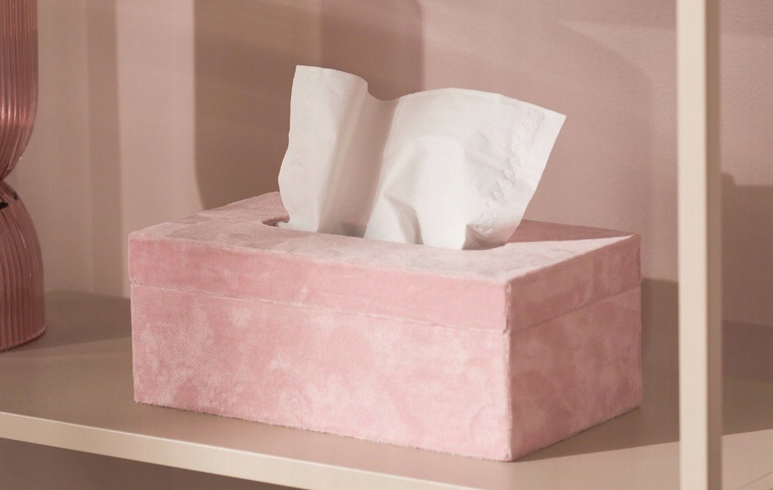 Różowy Chustecznik pojemnik pudełko na chusteczki róż