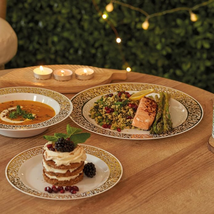 Złote talerze wielorazowe 20 sztuk