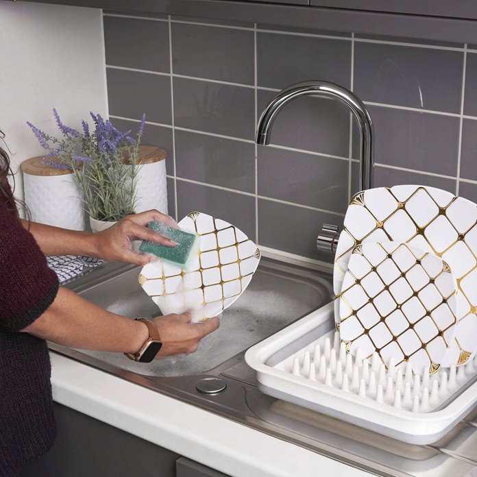 Plastikowe talerze wielorazowe złote 5 szt. DUŻE obiadowe 25 cm