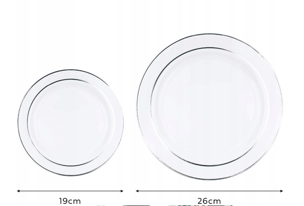 Talerze wielokrotnego użycia srebrne 10 sztuk 26cm