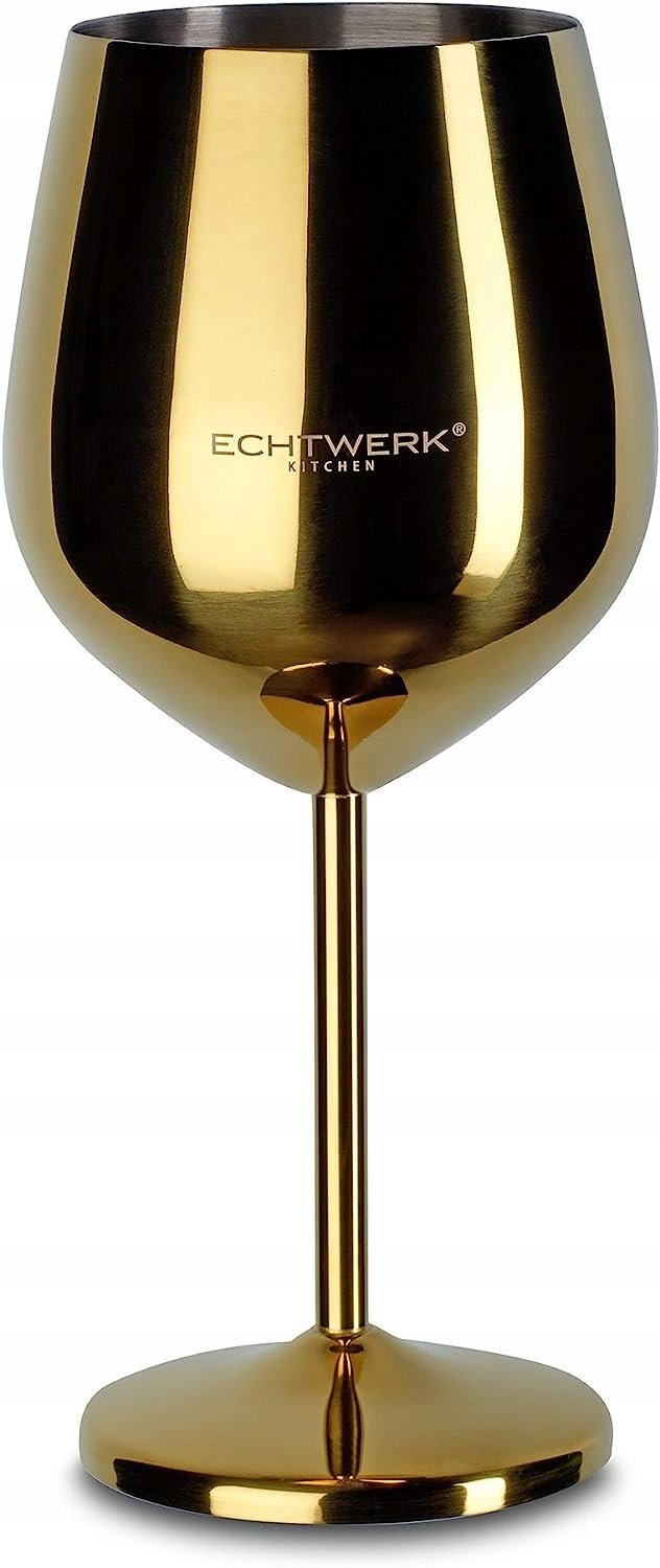 Złote stalowe kieliszki do wina 6 sztuk