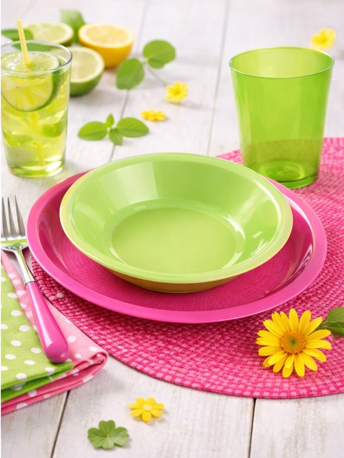 Talerz zielony plastikowy 25 szt Głęboki