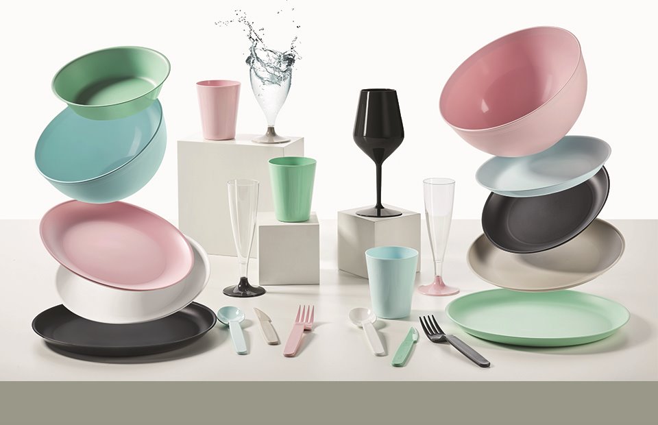 Talerz zielony Pastel Green – wielorazowy Tworzywo