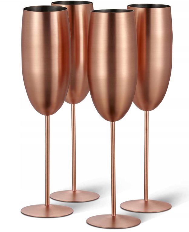 Różowe metalowe kieliszki do szampana Matowe