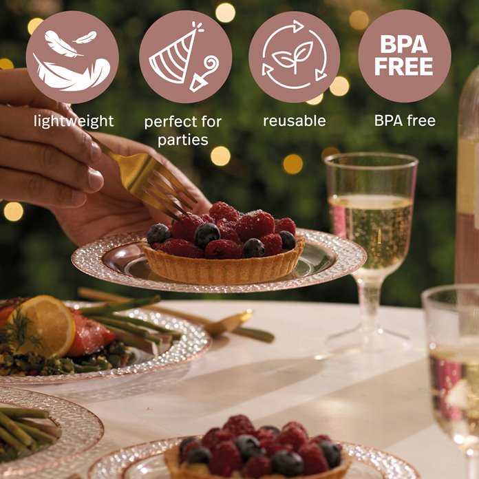 Różowe talerze wielorazowe zestaw 10 sztuk deserowe