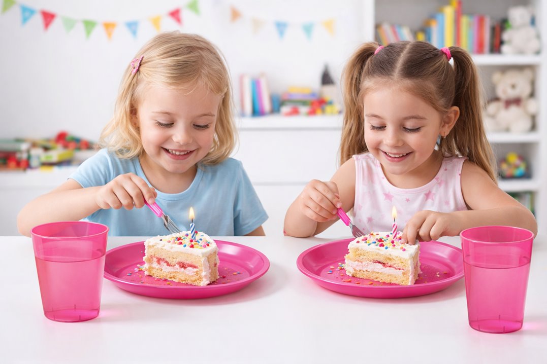 Talerz Różowy plastikowy 25 szt wielorazowy