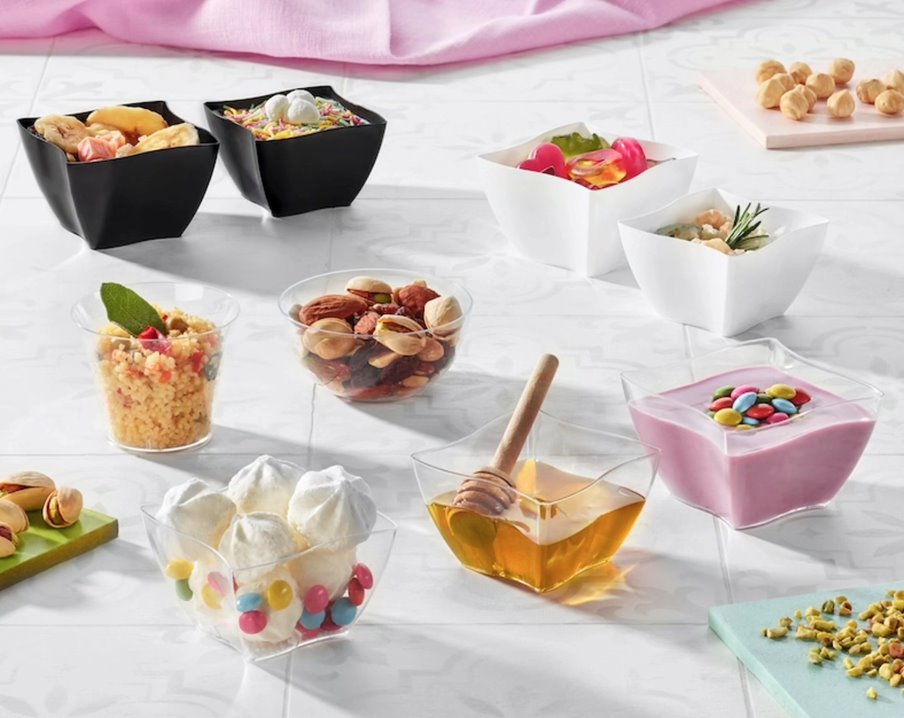 Twist 90 ml czarne miseczki deserki PS, 25 szt