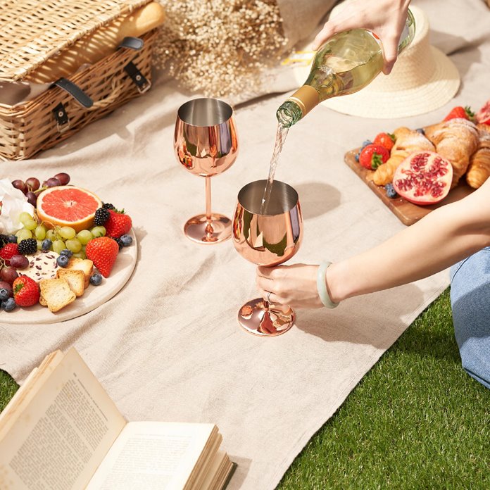 Stalowe kieliszki do wina różowe złoto 2 szt