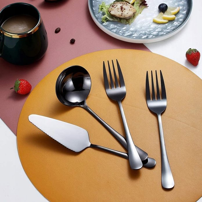 Sztućce do serwowania czarne 10 el