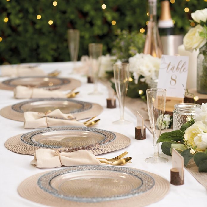 Srebrne talerze wielorazowe deserowe 10 szt 19cm