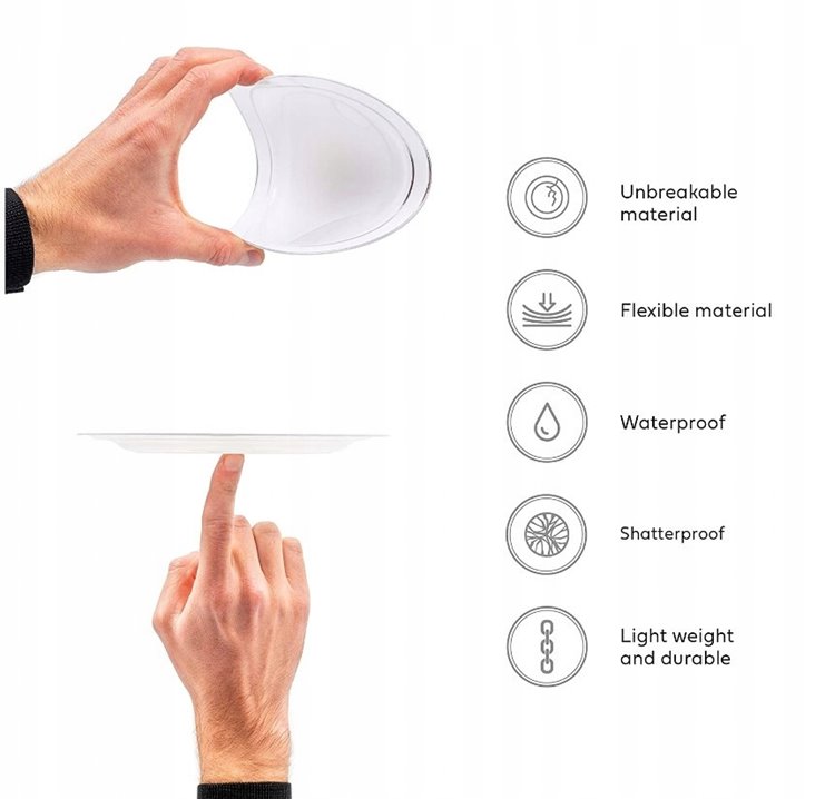 Talerze plastikowe 19 cm srebrne 10 sztuk