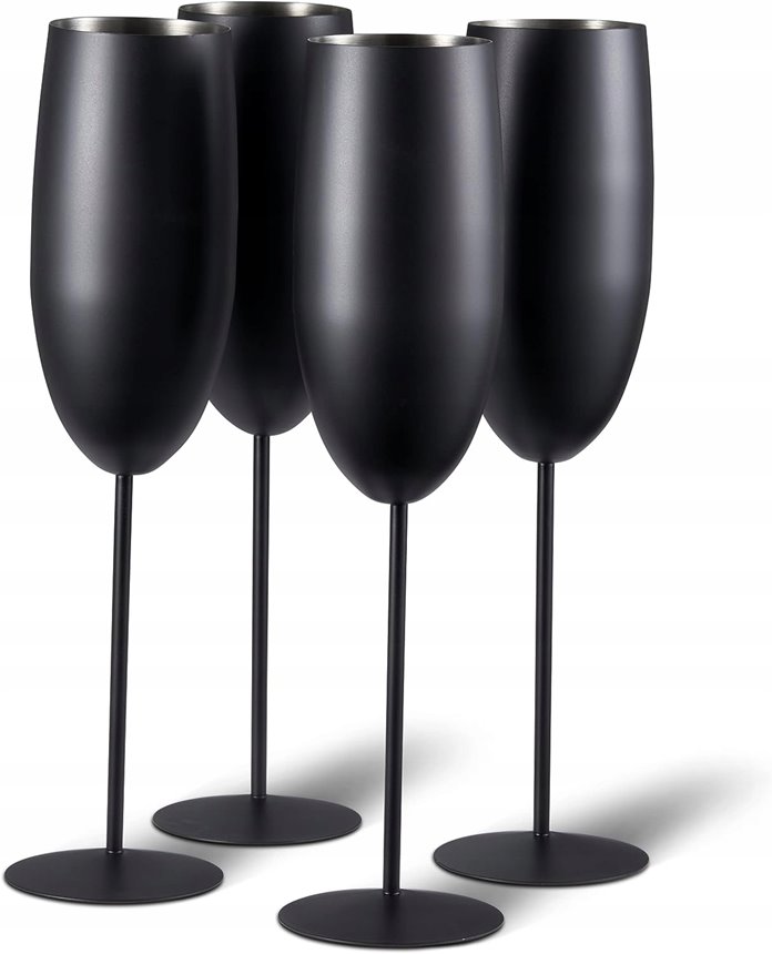 Stalowe kieliszki do szampana czarne 2 sztuki