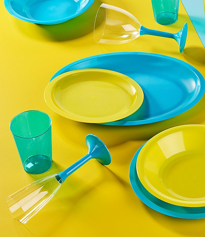 Talerz Niebieski plastikowy 25 szt Głęboki