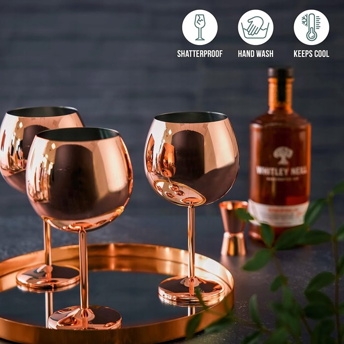 Kieliszki stalowe do ginu 700 ml Różowe złoto