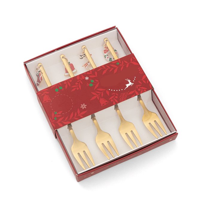 Złote widelczyki 4 sztuki