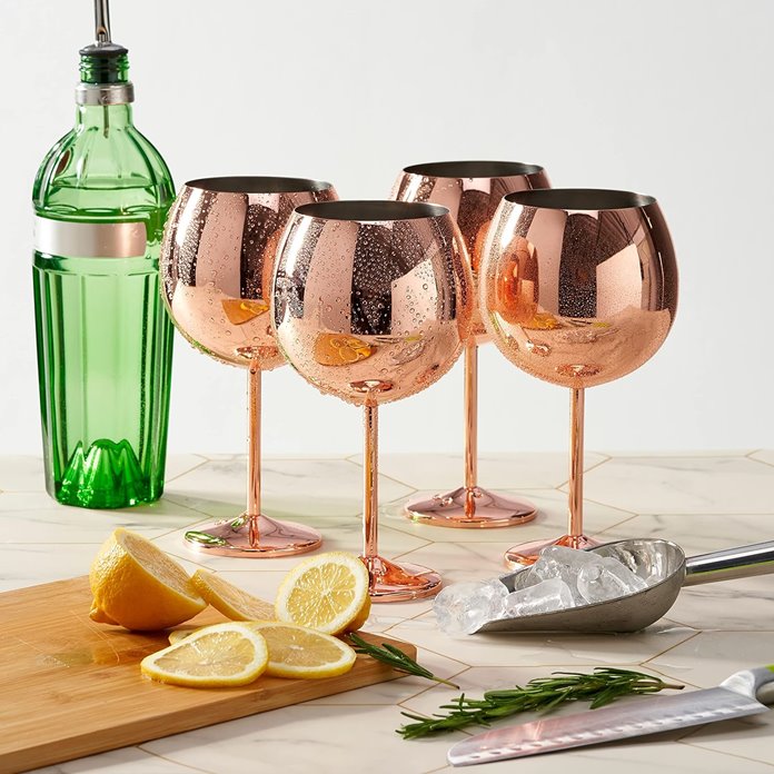 Kieliszki stalowe do ginu 700 ml Różowe złoto