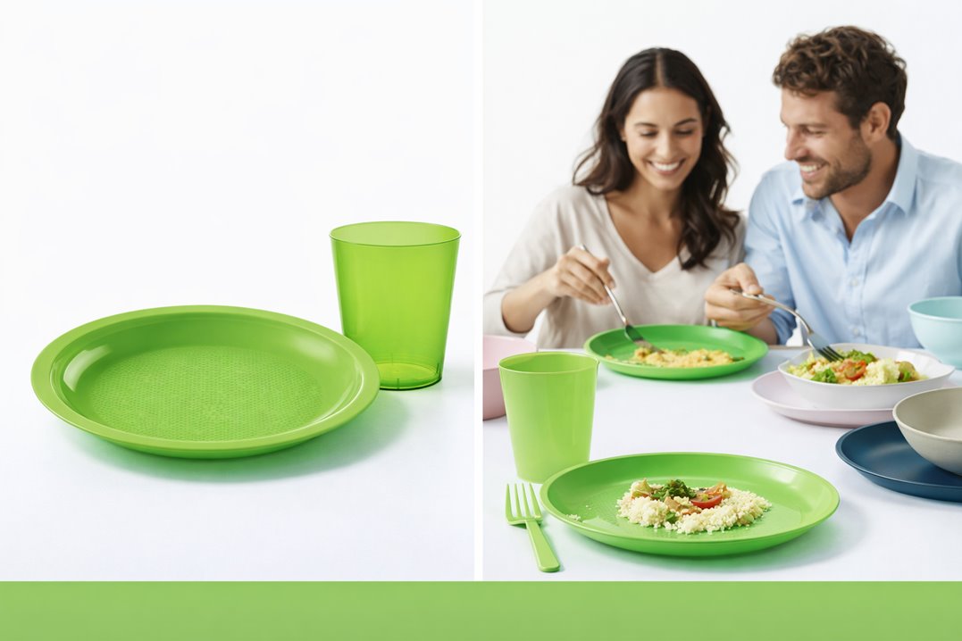 Zielone kubki plastikowe wielorazowe 25 szt