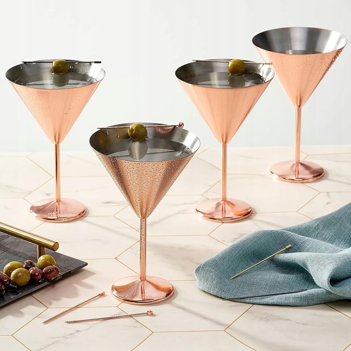 Kieliszki do martini różowe złoto 4 szt