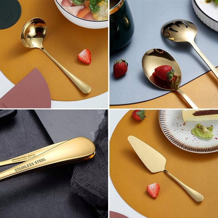 Sztućce do serwowania złote 10 el