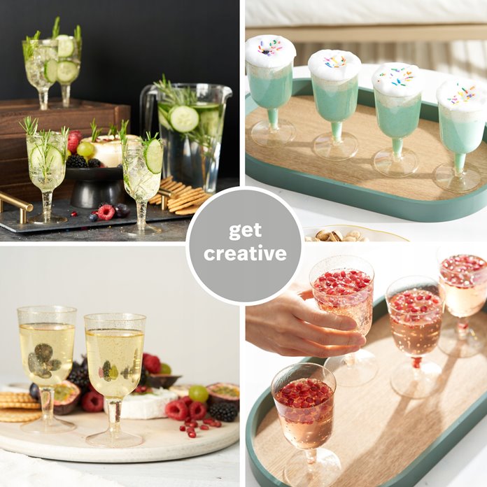 Plastikowe kieliszki do wina wielorazowe srebrne 10 szt ślub catering