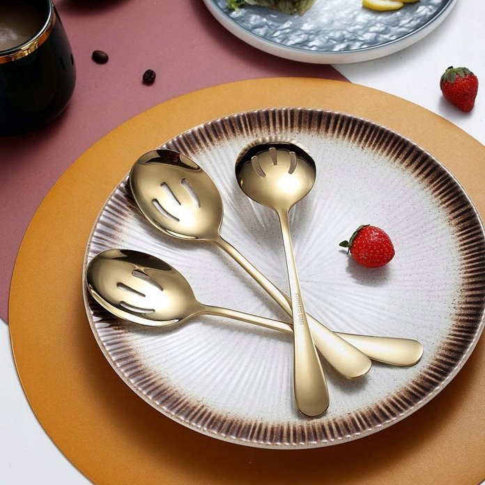 Sztućce do serwowania złote 10 el
