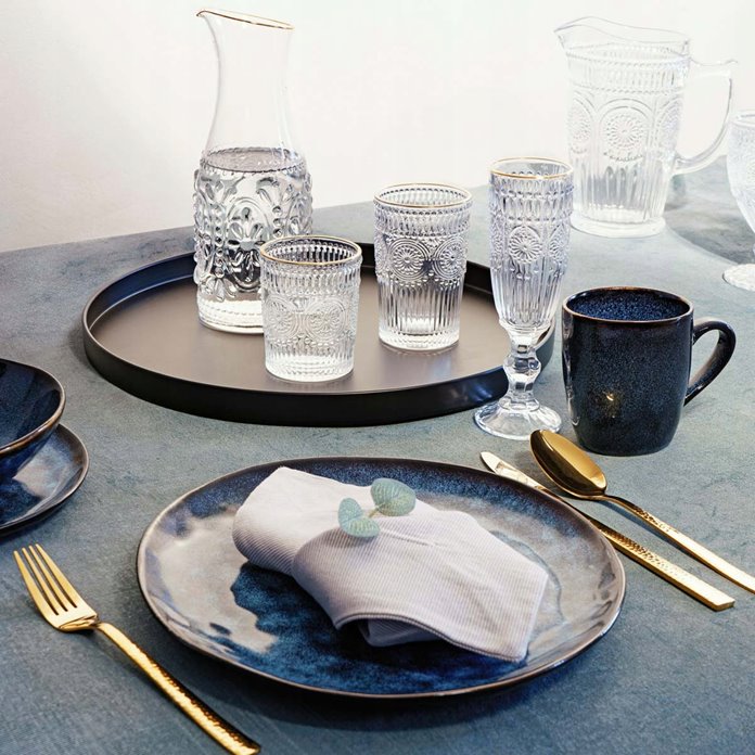 Złote sztućce młotkowane dla 6 osób eleganckie duży zestaw pudełko