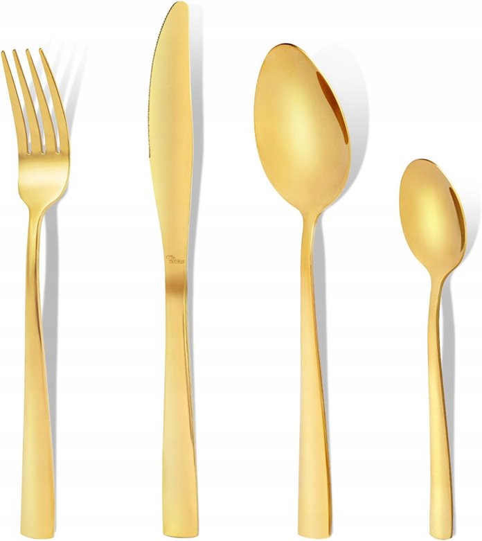 Złote Sztućce zestaw dla 6 osób 24 el zestaw dla 6 osób złota łyżeczka