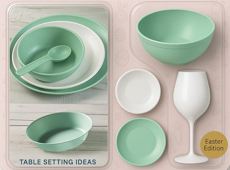 Talerz zielony Pastel Green – wielorazowy Tworzywo