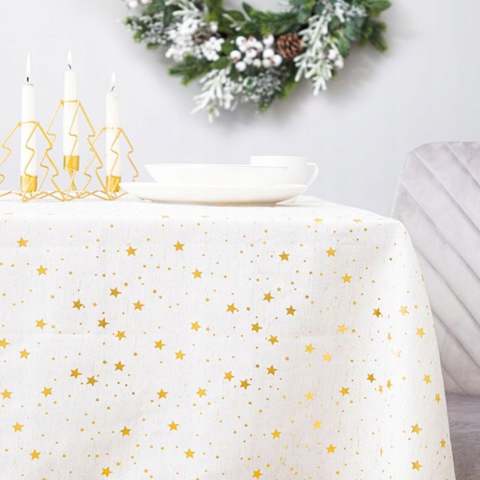 Obrus w złote gwiazdki śliczny 130x180 cm