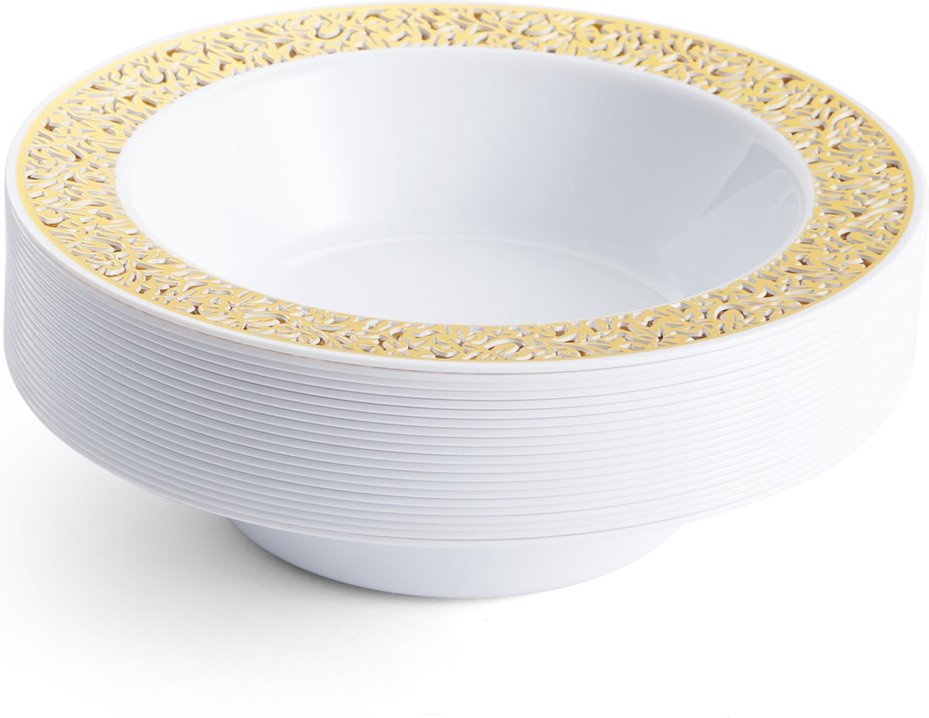 Talerze głębokie wielorazowe ZŁOTE 10 sztuk