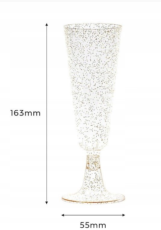 Kieliszki wielorazowe do szampana złote 10 szt