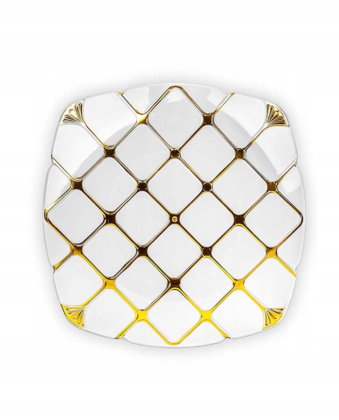 Plastikowe talerze wielorazowe złote 5 szt. DUŻE obiadowe 25 cm