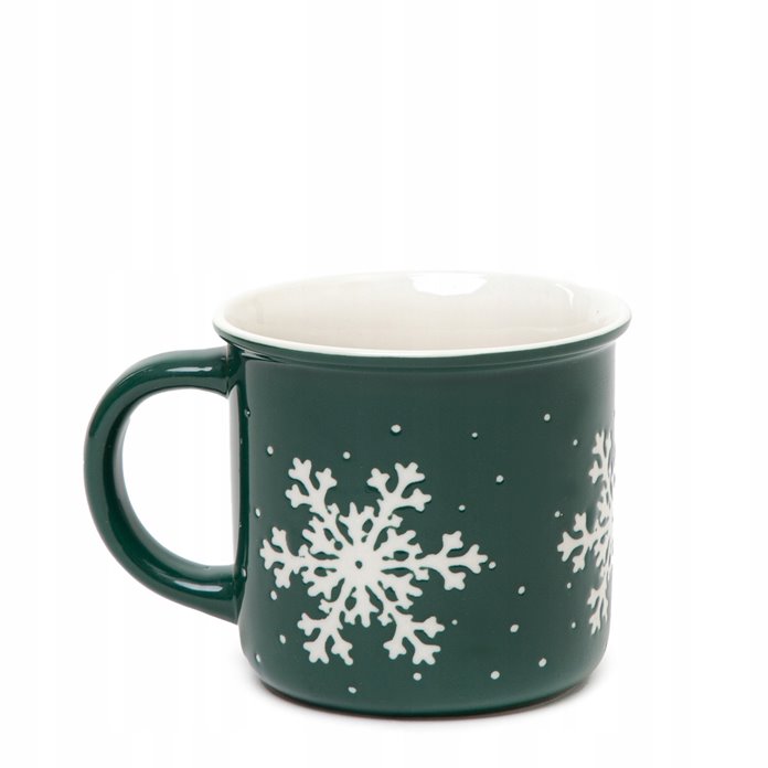 Kubki zielone ze śnieżynkami 2 sztuki