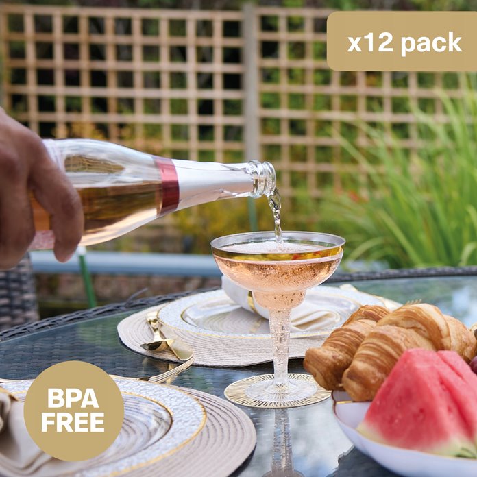 Kieliszki złote do martini 12 szt wielorazowe