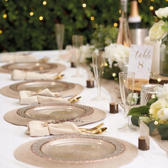 Różowe talerze wielorazowe zestaw 10 sztuk deserowe