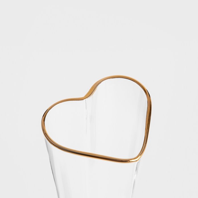 Kieliszek do szampana Homla ze złotym rantem złoty 150ml w kształcie serca