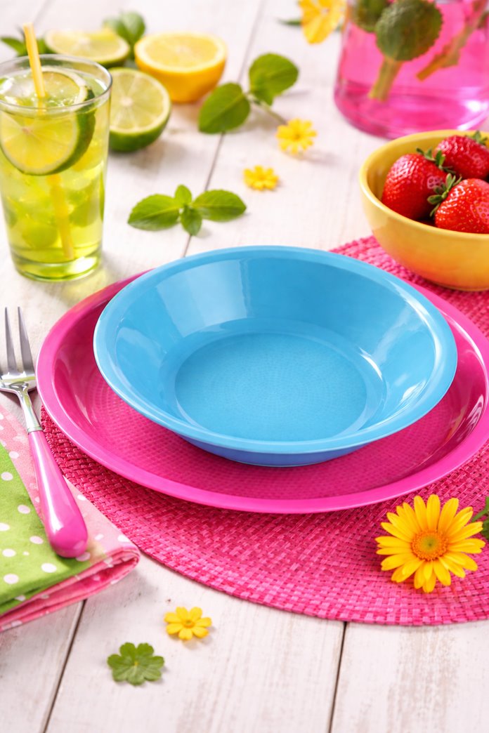 talerze niebieskie głębokie plastiowe