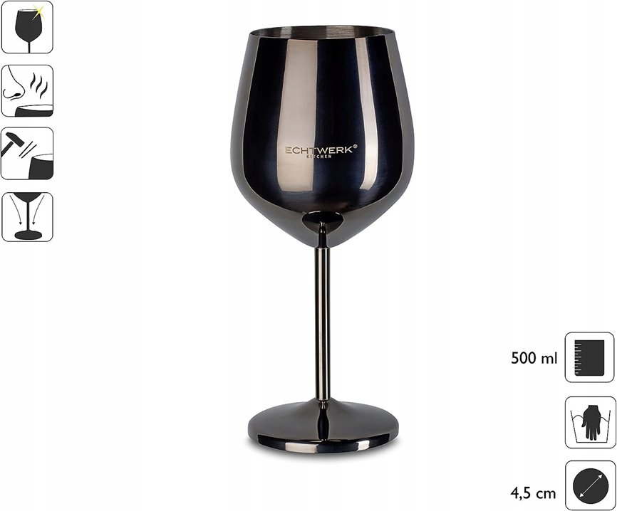 Kieliszek do wina stalowy czarny 500ml