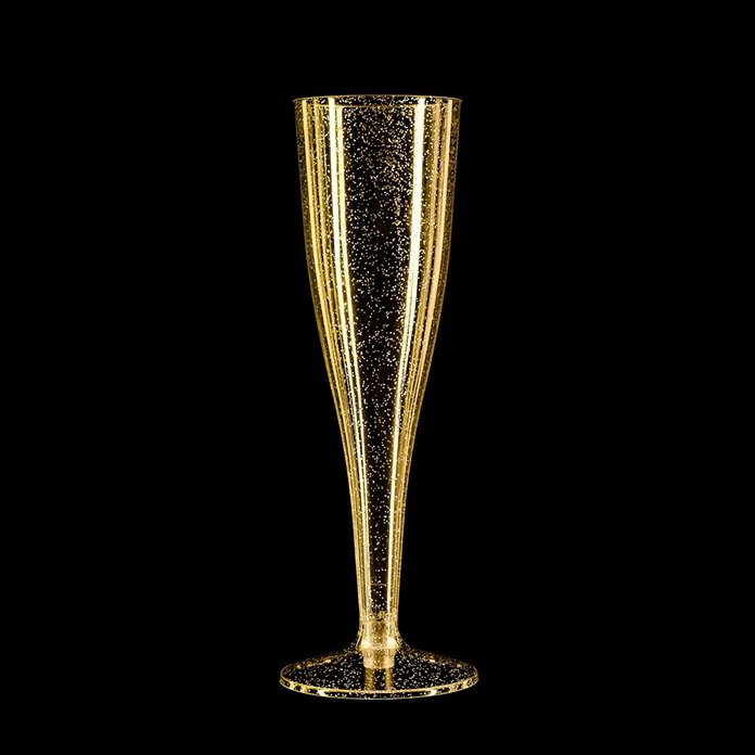 Kieliszki do szampana złote 10 sztuk brokatowe
