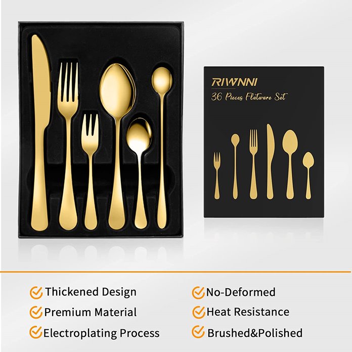 Sztućce złote 36 e l/ 6 os