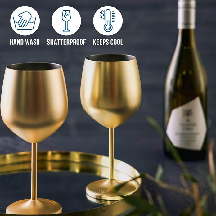 Złote kieliszki do WINA matowe 2 szt zestaw