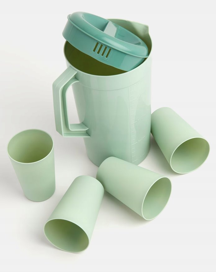 Dzbanek plastikowy z kubkami zielony 1,8 l
