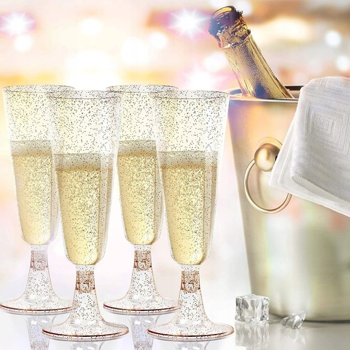 Kieliszki wielorazowe do szampana złote 10 szt
